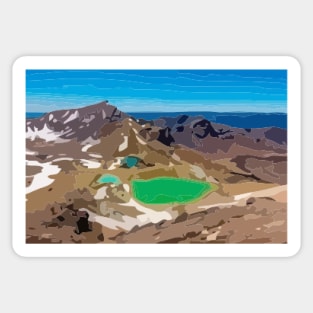 Tongariro Alpine Crossing Digital Painting Sticker